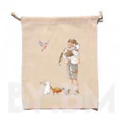 15x20cm organic cotton pouch with an original artistic illustration on the theme of the Puss in Boots