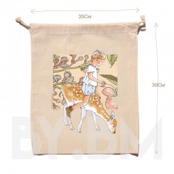 Bolsa de algodón orgánico de 25x30cm con una ilustración artística original sobre el tema de la primavera