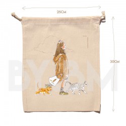 Pochon en coton bio de 25x30cm avec une illustration artistique originale
