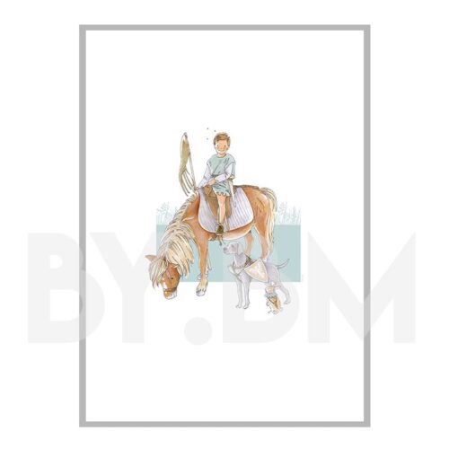 Illustration d'un garçon sur un cheval