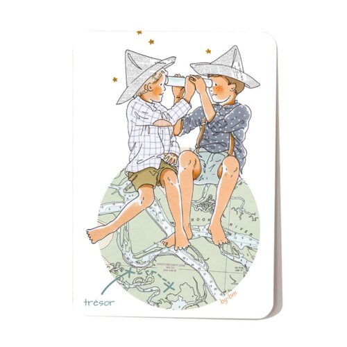 Carte postale avec deux enfants qui jouent