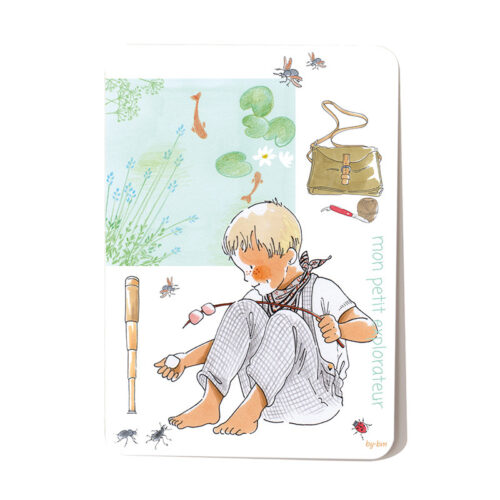 Carte postale avec un petit enfant explorateur