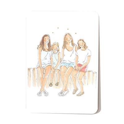 Carte avec des petites filles assises