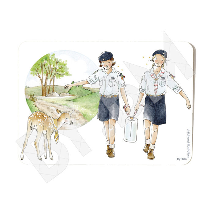 Carte postale scoutisme corvée d'eau