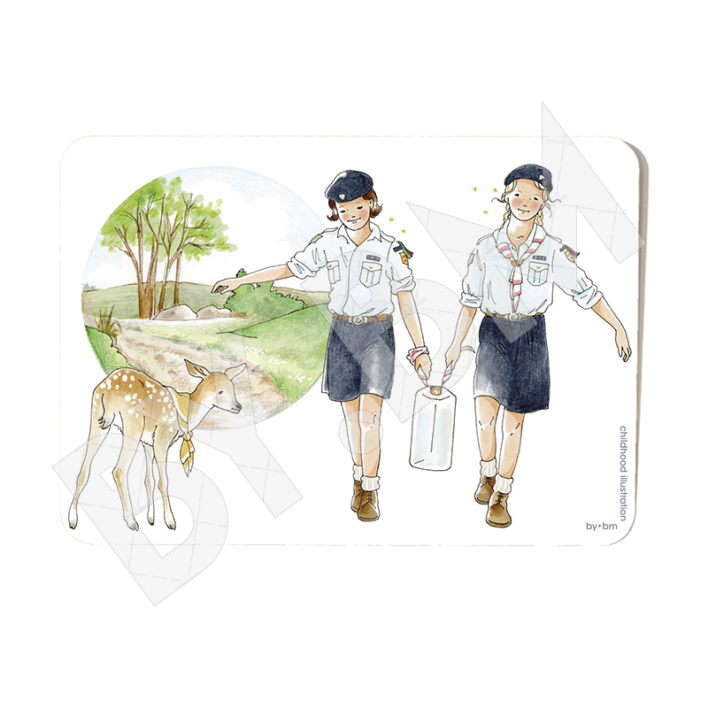 Carte postale scoutisme corvée d'eau